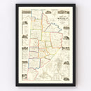 Vintage Map of Wayne County, Pennsylvania 1860