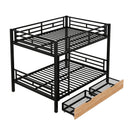 Full Size Convertible Bunk Bed With 2 Drawers Durable - Black by HouseOfZazla