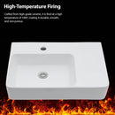 Wall Mounted Rectangular Bathroom Sink With Towel Bar And Faucet Hole - White by HouseOfZazla