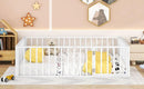 Metal Floor Bed Frame With Fence And Door by HouseOfZazla