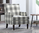 Upholstered Accent Chair, Vintage Armchair with Solid Wood Legs