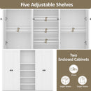 U-Can 78.7''H Hall Tree with Bench and 5 Storage Cubbies, Modern Entryway Storage Organizer Cabinet with 4 Doors, 5 Drawers and Adjustable Shelves for Hallway, Entryway, Living Room