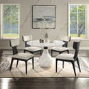 Koen - Round Dining Table, Engineering Marble Top - White & Black by Unique Piece Furniture