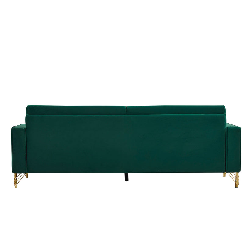 85.44" Modern Velvet Couch with Gold Legs,Upholstered Sofa for Living Room