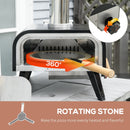 Outsunny Outdoor Pizza Oven with 12" Rotating Stone and Foldable Legs