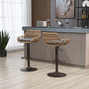 COOLMORE Modern Swivel Bar Stools Set of 2 Adjustable Counter Height Chairs with Footrest in Gray Linen