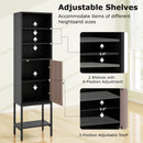 57 Inch Bathroom Tall Cabinet with 1 Door and 4 Shelves Narrow Storage Unit-Black