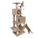 57 Inch Cat Tree with Dual Condos and Hammock and 2 Dangling Balls by LJGDeals