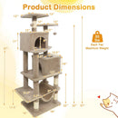 57 Inch Cat Tree with Dual Condos and Hammock and 2 Dangling Balls by LJGDeals