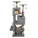 57 Inch Cat Tree with Dual Condos and Hammock and 2 Dangling Balls by LJGDeals