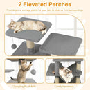 57 Inch Cat Tree with Dual Condos and Hammock and 2 Dangling Balls by DirectDeals
