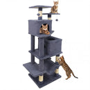 57 Inch Cat Tree with Dual Condos and Hammock and 2 Dangling Balls by LJGDeals