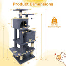 57 Inch Cat Tree with Dual Condos and Hammock and 2 Dangling Balls by DirectDeals