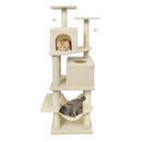 57 Inch Cat Tree with Dual Condos and Hammock and 2 Dangling Balls by DirectDeals