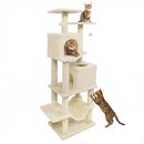 57 Inch Cat Tree with Dual Condos and Hammock and 2 Dangling Balls by LJGDeals