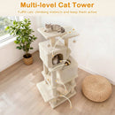 57 Inch Cat Tree with Dual Condos and Hammock and 2 Dangling Balls by LJGDeals