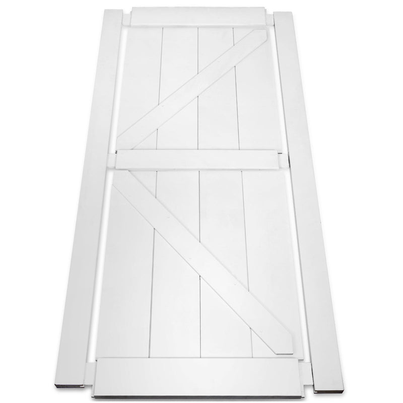 24" x 84" K" Style Wood Primed Standard Barn Door Slab, DIY Unfinished Solid Wood Paneled Door, Interior Single Door Slab