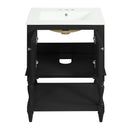 Modern Bathroom Vanity With Sink, Rectangular Cabinet With Open Shelf And Closed Storage