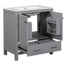 Bathroom Vanity With Single Sink, Combo Cabinet Undermount Sink, Bathroom Storage Cabinet With Two Doors And A Drawer, Soft Closing, Multifunctional Storage, Solid Wood Frame by HouseOfZazla