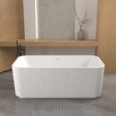 Rectangle Linear Freestanding Soaker Tub With Pop Up Drain, Double Wall Insulated Construction - Gloss White by HouseOfZazla