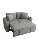 Modern 2 Seater Loveseat Sofa With Pull-Out Bed, Fabric, Built-In USB Ports & Cup Holders by Unique Piece Furniture