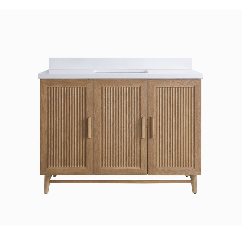Fully Assembled 48" Freestanding Single Sink Light Coffee Bathroom Vanity, photo 5 of 10