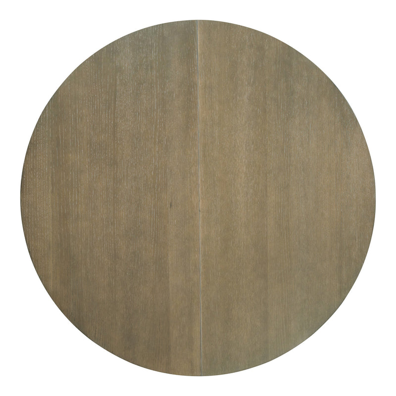 5-Piece Retro Functional Dining Table Set Extendable Round Table and 4 Upholstered Chairs for Dining Room and Living Room (Brown+Antique White)