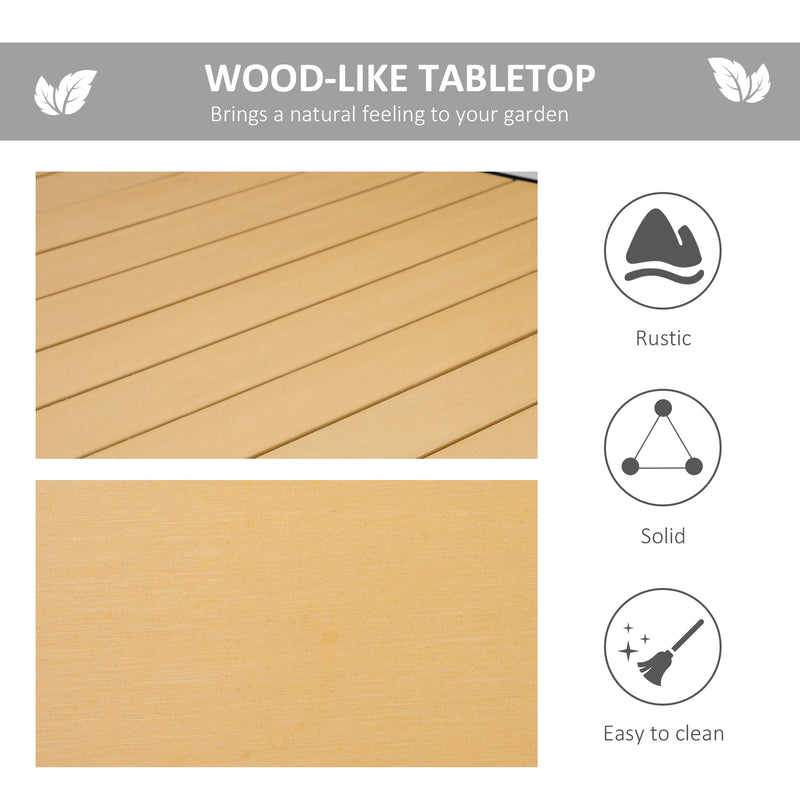 75" x 35" Outdoor Dining Table for 8 People, Rectangular Aluminum Frame Garden Table with All-Weather Faux Wood Top for Garden, Lawn, Patio, Natural