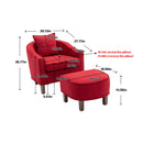 Accent Chair with Ottoman, Mid Century Modern Barrel Chair Upholstered Club Tub Round Arms Chair for Living Room