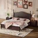 3-Pieces Bedroom Sets,Queen Size Wood Platform Bed and Two Nightstands-Dark Walnut