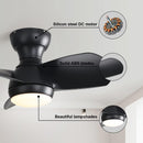23" Bedroom Ceiling Fan With 3 Color Dimmable 3 ABS Blades Remote Control Dc Motor With 18W Led Light by Unique Piece Furniture