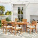 7 Pieces Outdoor Acacia Wood Dining Set with Handwoven Rattan Legs