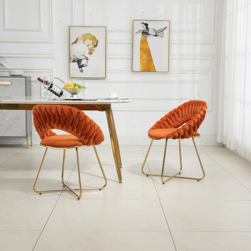 Accent Chairs Set of 2, Velvet Side Chairs with Gold Legs, Mid-Century Upholstered Dining Chairs for Living Room, Kitchen, Bedroom, Beauty Room