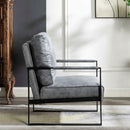 Classic Mid Century Modern Accent Chair With Durable Square Metal Frame, Armchair