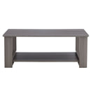 A modern and practical gray textured coffee table,tea table.Double layered coffee table made of MDF material,. Suitable for living room,bedroom and study room. 43.3"x21.6"x16.5" CT-16