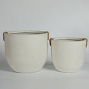 Round Concrete Planter Set of 2, Large Handmade Off White Pots
