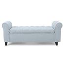 Hayes Contemporary Armed Storage Bench with Rolled Arms and Button Tufting by HouseOfZazla