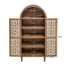 Tall Kitchen Pantry Cabinet With Hollow Carved Doors Adjustable Shelves Versatile Storage Cabinet For Kitchen - Walnut