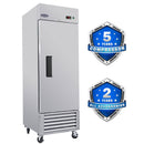 Commercial Refrigerator 23 Cu.Ft With 1 Solid Door Reach-In Refrigerators Stainless Steel Etl Approved Upright Fridge Storage - Silver by HouseOfZazla