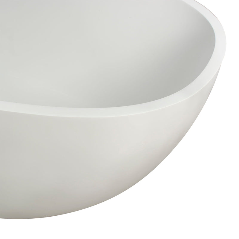 65.2" Freestanding Solid Surface Soaking Bathtub For Bathroom - Matte White, photo 4 of 11