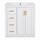 Ceramic Sink Combo, Freestanding Vanity Set With 3 Drawers & Soft Closing Doors by Unique Piece Furniture