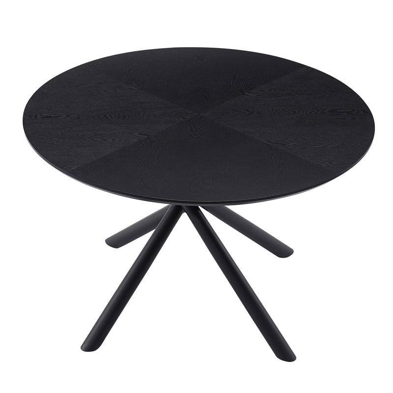 47.25" Round MDF Coffee Table End Table Short Leisure Tea Table Cross Legs Metal Base,BLACK