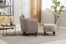 Accent Chair with Ottoman, Mid Century Modern Barrel Chair Upholstered Club Tub Round Arms Chair for Living Room