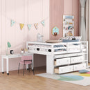 Loft Bed With Retractable Writing Desk And 4 Drawers, With Lateral Portable Desk And Shelves by HouseOfZazla