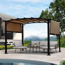 Outdoor Patio Pergola Gazebo - Steel Frame Sun Shelter With Retractable Canopy by Unique Piece Furniture