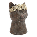 8.5x7.7x12.4" Magnesium Cat Statue Planter with Textured Finish by HouseOfZazla