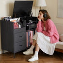 Grain Record Player Stand, Media Console With Speaker Shelf & 2 Drawers by HouseOfZazla