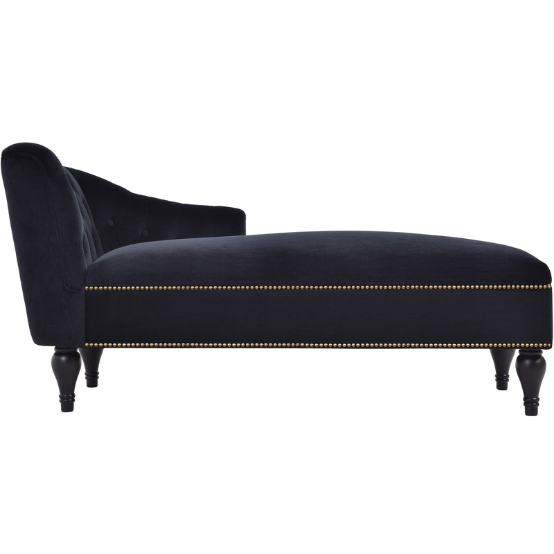 58" Velvet Chaise Lounge, Button Tufted Right Arm Facing Lounge Chair with Nailhead Trim & Solid Wood Legs for Living Room or Office, Sleeper Lounge Sofa (Black)