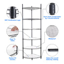 6 Tier Shelf Corner Wire Shelf Rack Adjustable Metal Heavy Duty Free Standing Corner Storage Display Chrome Rack for Bathroom, Living Room, Kitchen - Black