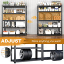 Shelves With 5 Removable Dividers, Durable For Garage - Black by HouseOfZazla